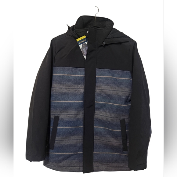 NEW Pendleton Wool Blend Black and Blue Removable Hood Softshell Jacket Small - Picture 12 of 12